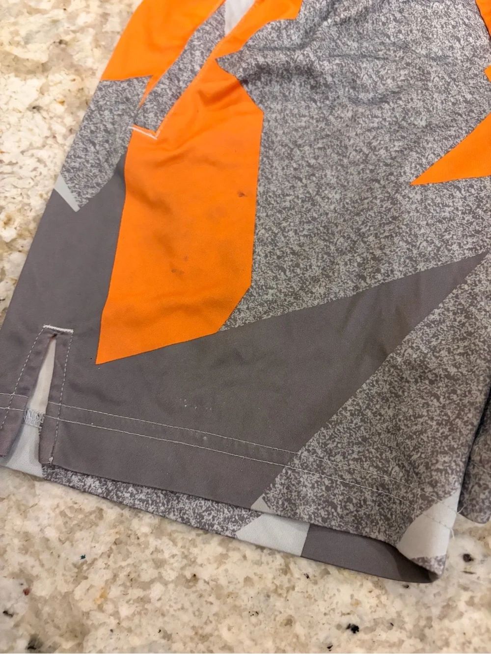 Nike Kids Olive Green & Gray Athletic Shorts with Orange Accents